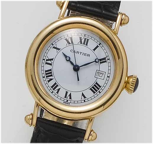 Cartier. An 18ct gold centre seconds calendar wristwatch Diablo, 1990's