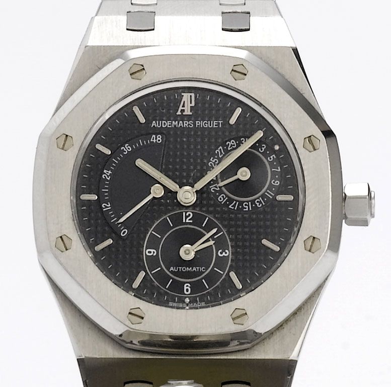 Audemars Piguet. A fine stainless steel automatic dual time calendar bracelet watch No.002, recent