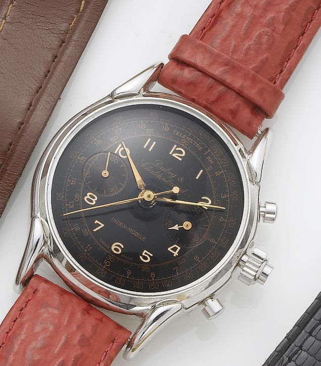 Dubey & Schaldenbrand. A stainless steel chronograph wristwatchIndex-Mobile, 1950's