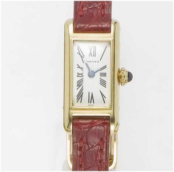 Cartier. A lady's 18ct gold wristwatch Tank, 1990's