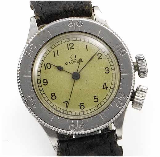 Omega. A stainless steel centre seconds military wristwatch1940