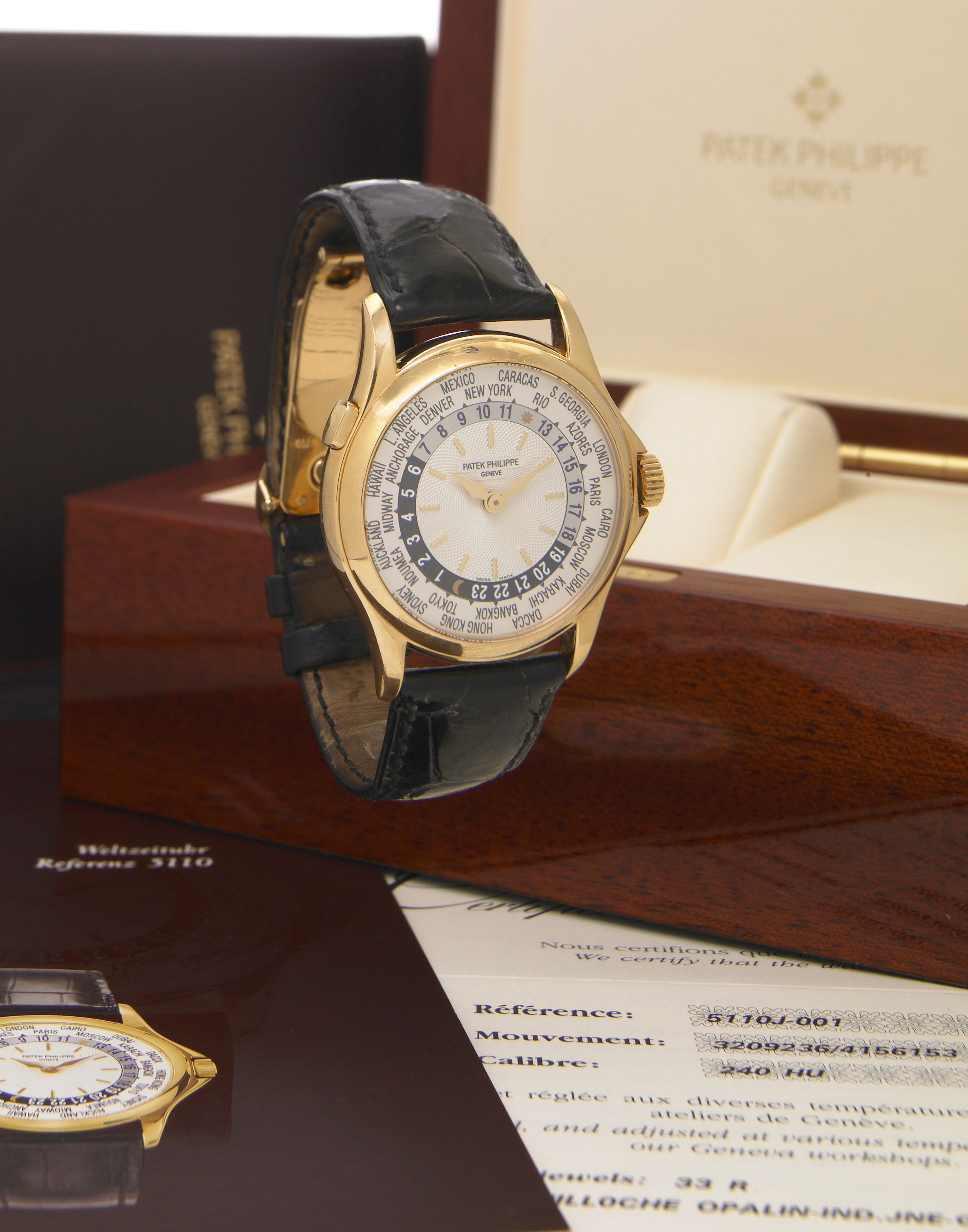 Patek Philippe. An 18k gold self-winding world-time wristwatch'World-Time',Ref.5110J, Movement No.3209236, circa 2002