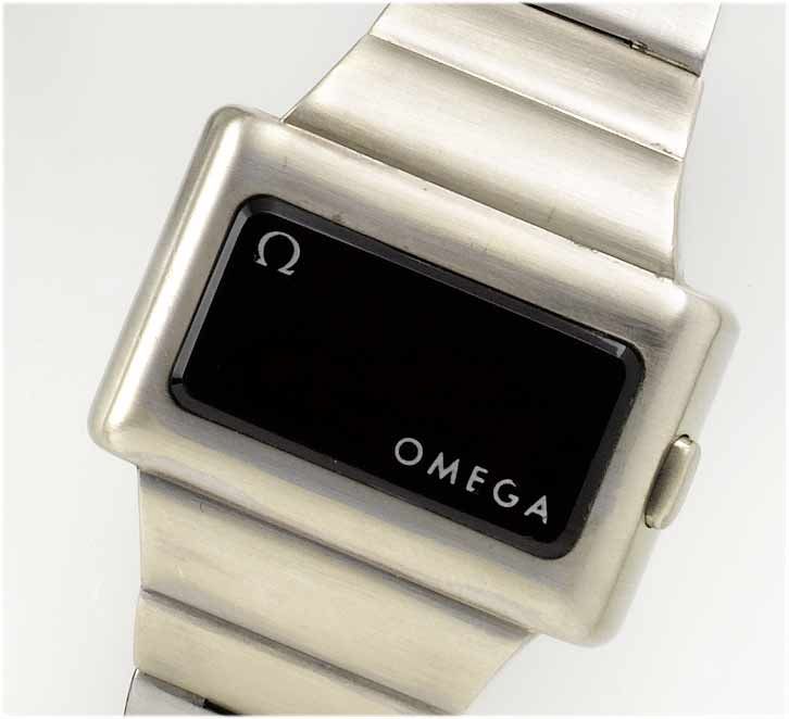 Omega. A stainless steel LED digital bracelet watch 1970's