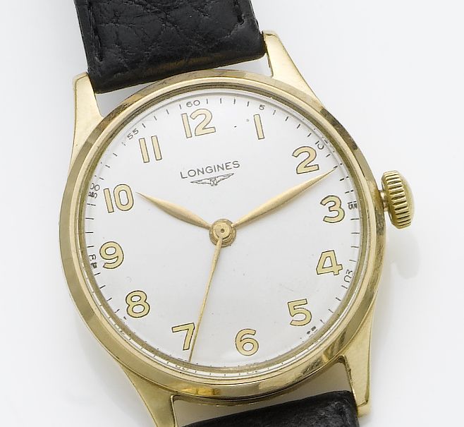 Longines. A 9ct gold centre seconds wristwatchBirmingham Import mark for 1951