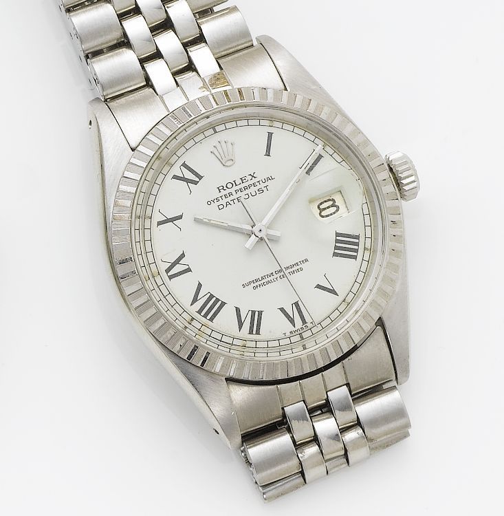 Rolex. A stainless steel centre seconds calendar bracelet watch Datejust, 1973