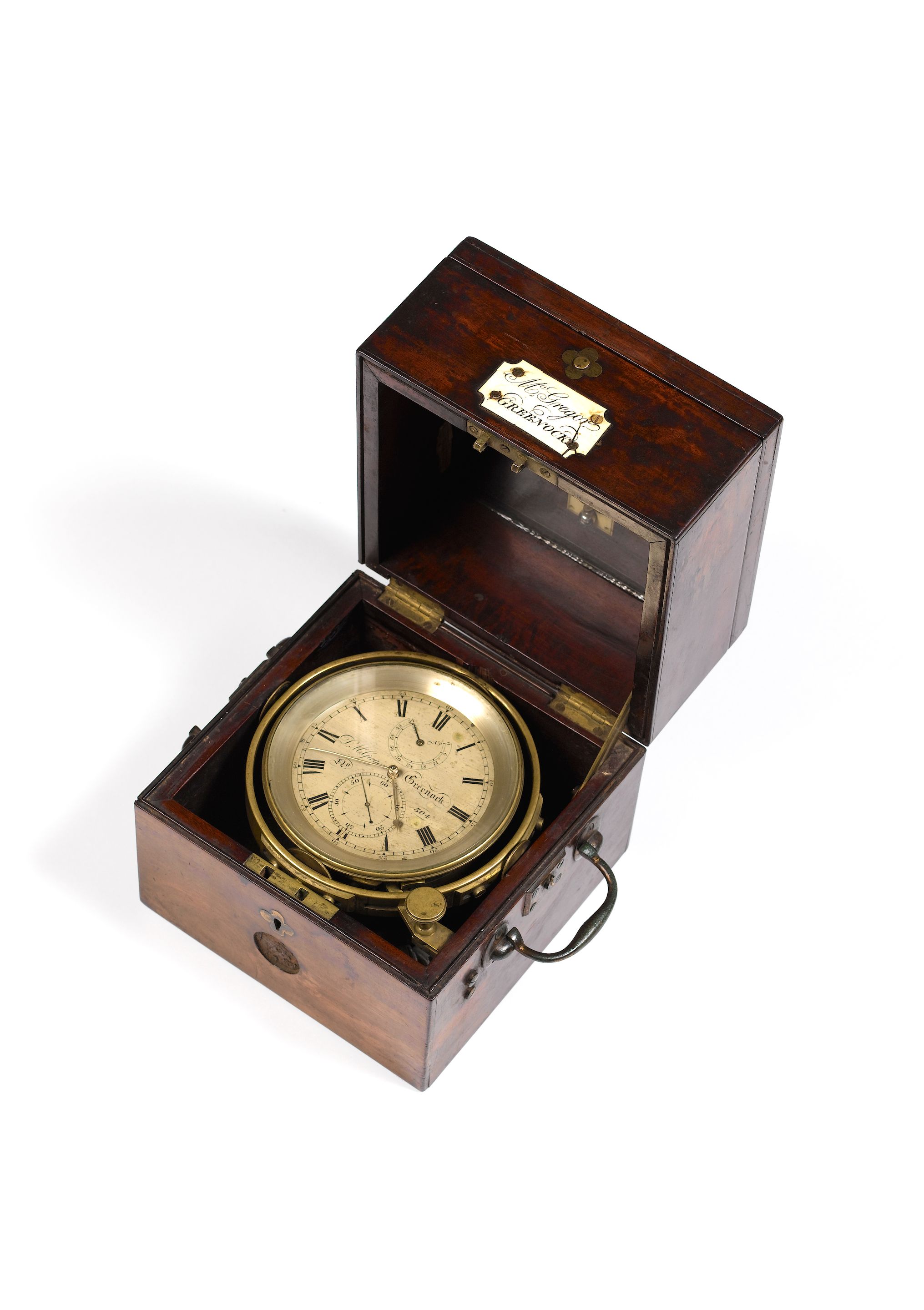 A mid 19th century two day mahogany cased marine chronometer D. McGregor, Greenock, No 304