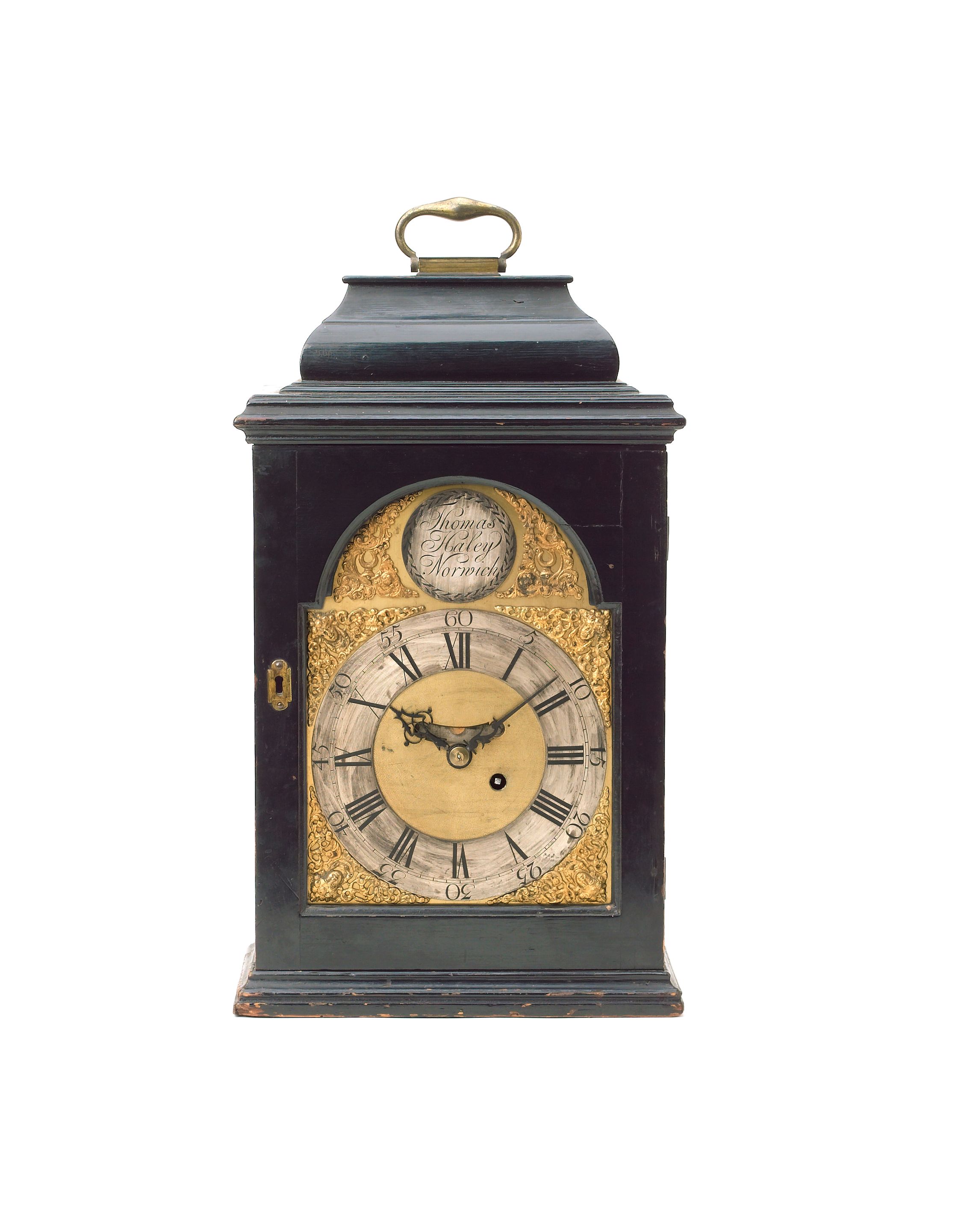 A mid 18th century ebonised bracket timepiece with pull quarter repeat Thomas Halley, Norwich