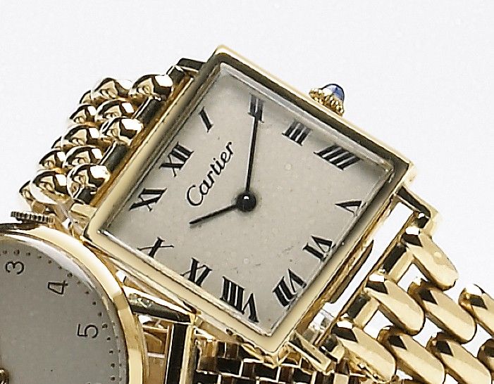 Concord. A 14k gold square wristwatch on a 14k gold braceletLate 1950s