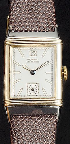 Le Coultre. A gents steel and 9ct gold reversible wristwatch Reverso, No.3571, import mark for 1934