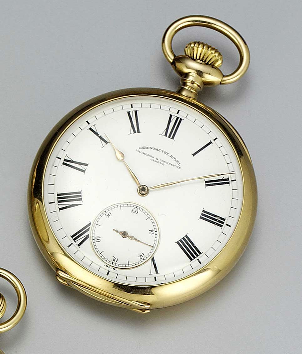 Vacheron & Constantin. An 18ct gold open faced keyless lever pocket watch Chronometre Royal, circa 1914