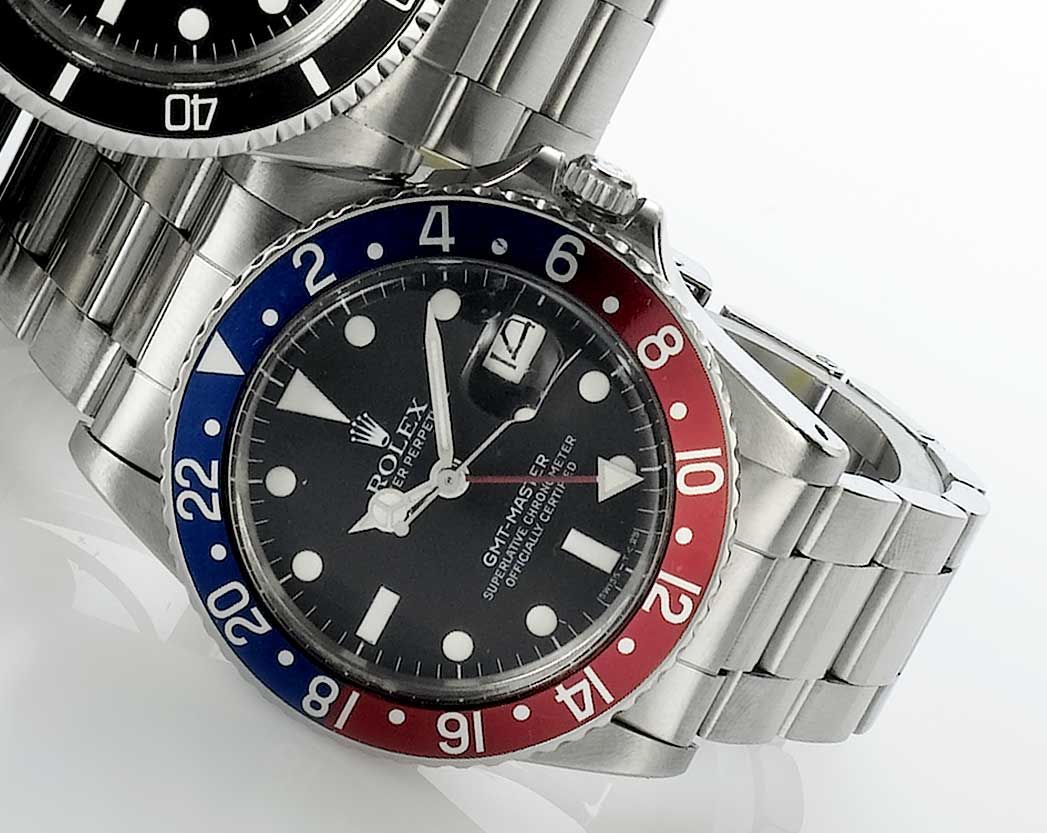Rolex. A stainless steel automatic calendar bracelet watch GMT-Master, Ref:16750, circa 1981