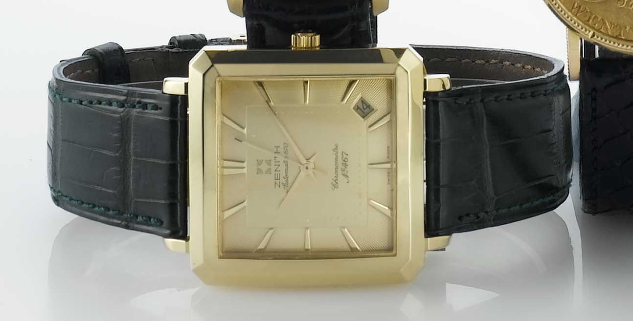 Zenith. An 18ct limited edition automatic wristwatch with box and papersNo.467/750, recent