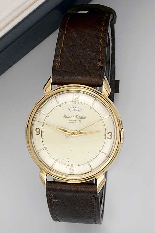Jaeger Le Coultre. A gents 18ct rose gold automatic wristwatch with power reserve indicator1950s