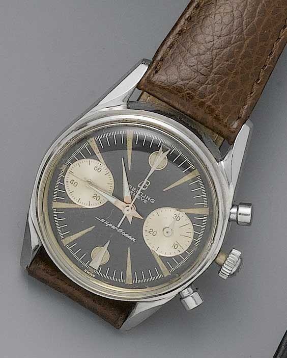 Breitling. A Stainless steel chronograph wristwatch Super Ocean, 1950s
