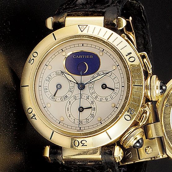 Cartier. A gents 18ct gold quartz perpetual calendar wristwatch Pasha, 1990s