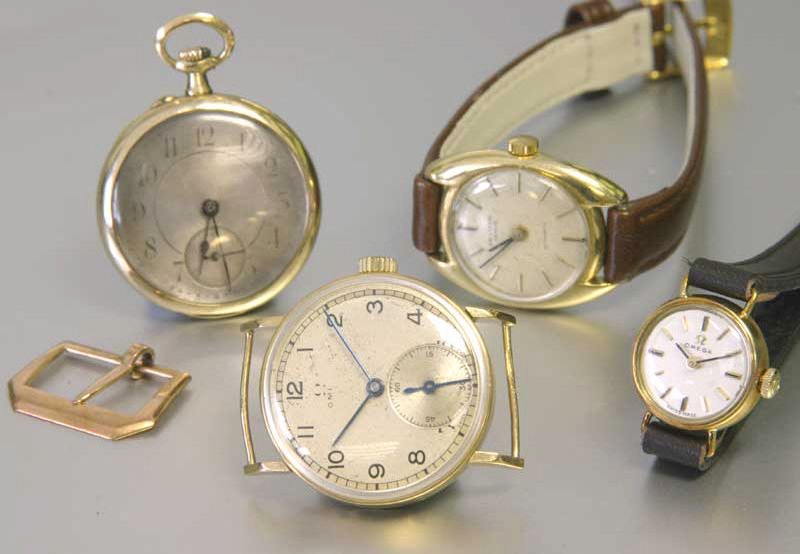 A lot of three various wristwatches and an 18ct gold fob watch