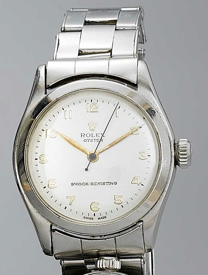 Rolex. A gents stainless steel bracelet watchOyster shock-resisting, Ref:6082, circa 1951