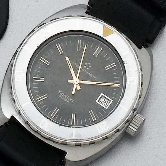 Eterna-Matic. A stainless steel automatic centre seconds military wristwatchKon-Tiki,Super