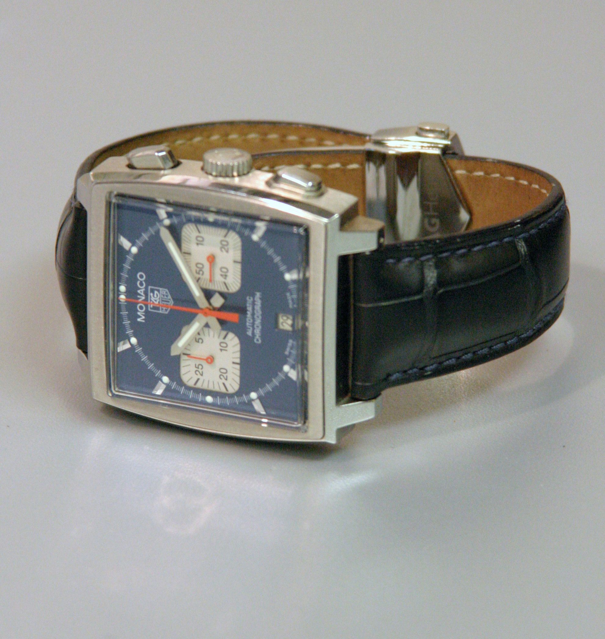 Tag-Heuer. A stainless steel automatic chronograph wristwatch with calendar Monaco, circa 2003