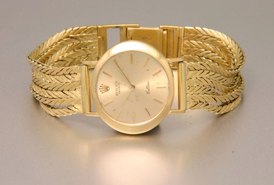 Rolex. A lady's 18ct gold bracelet watchCellini, Ref:3768, 1970s