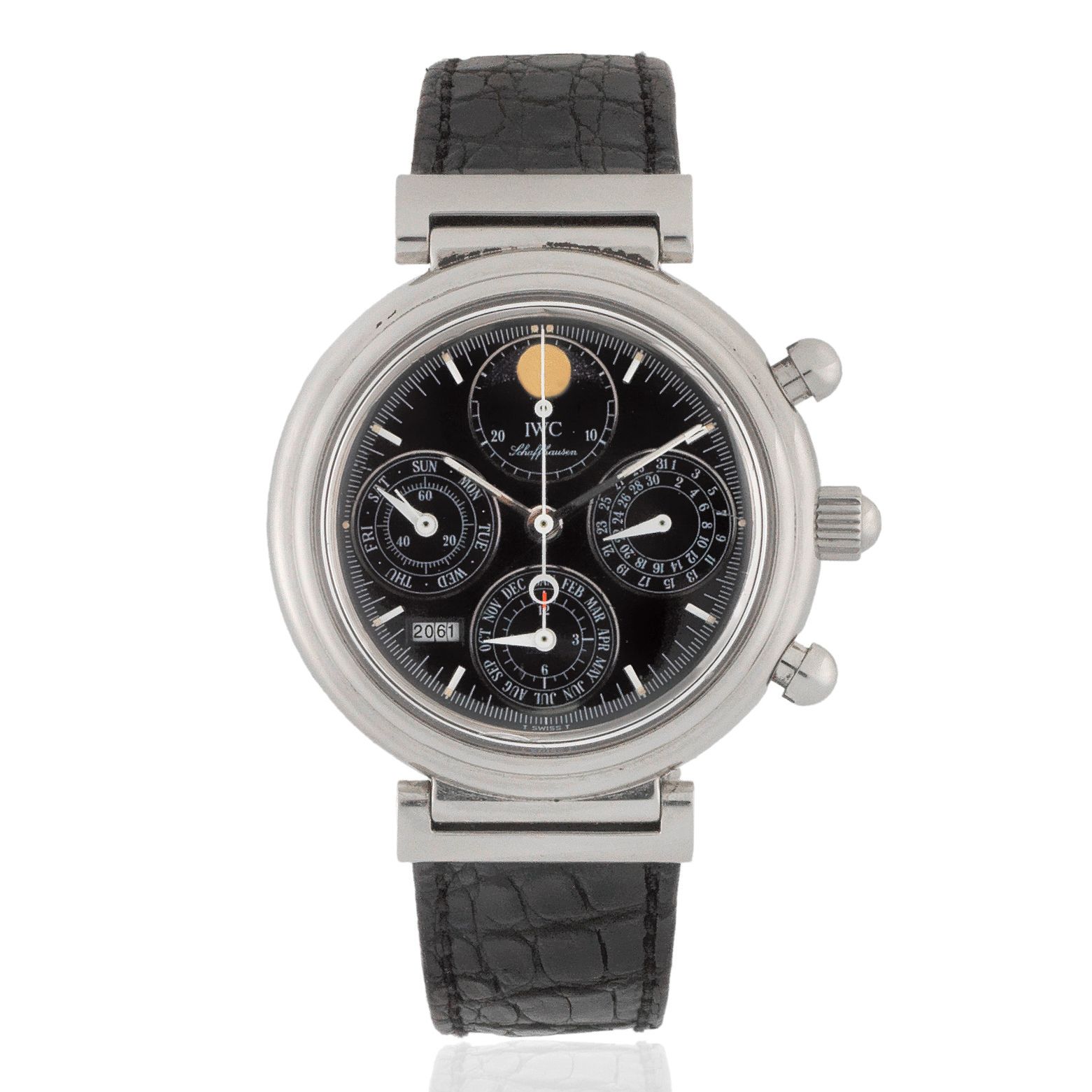 IWC. A stainless steel automatic perpetual calendar chronograph wristwatch Da Vinci Perpetual Calendar, Ref: 3750, Circa 2002