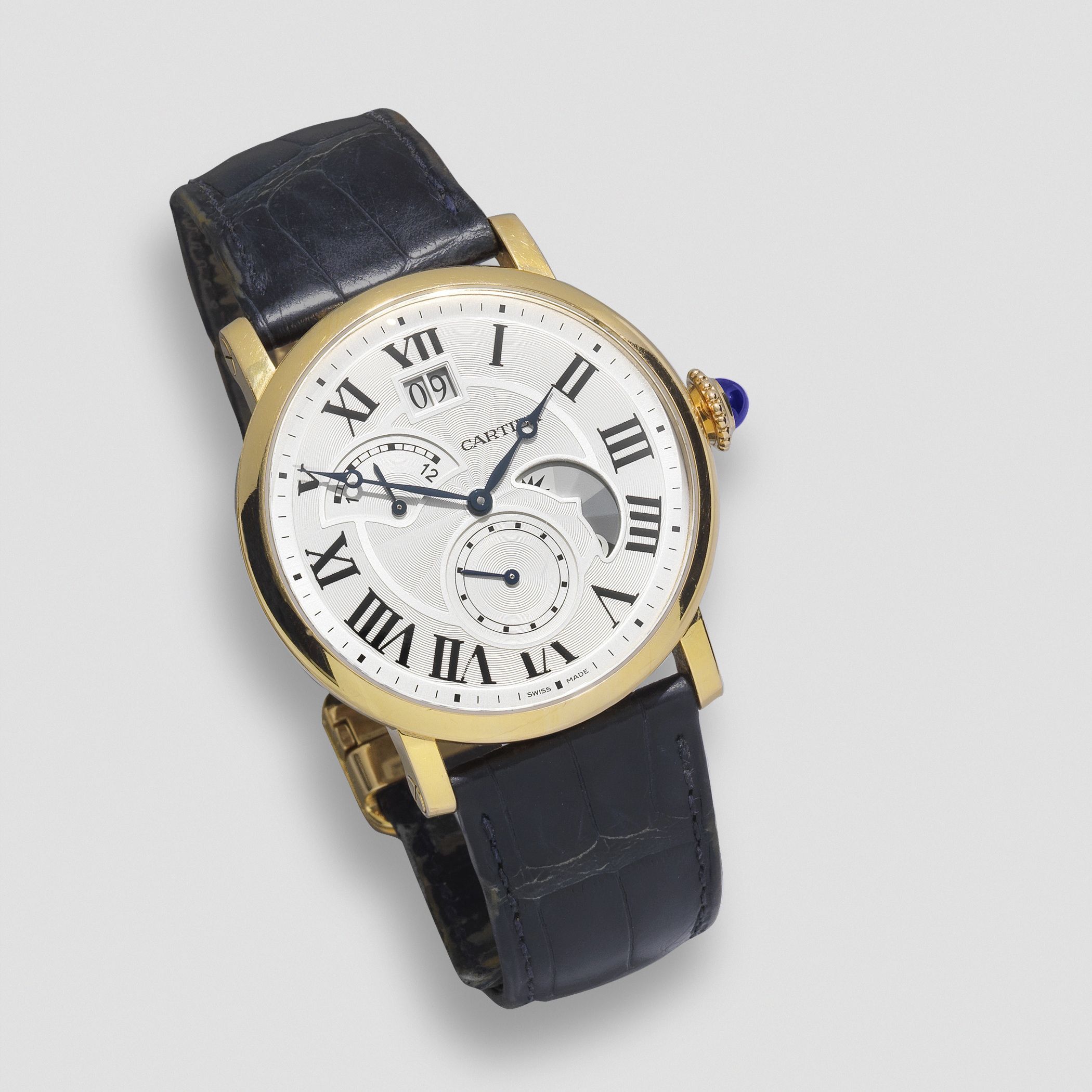 Cartier. An 18K gold automatic calendar wristwatch with moon phase and power reserve Rotonde de Cartier, Ref: 3771, W1556240, Purchased 2nd July 2015