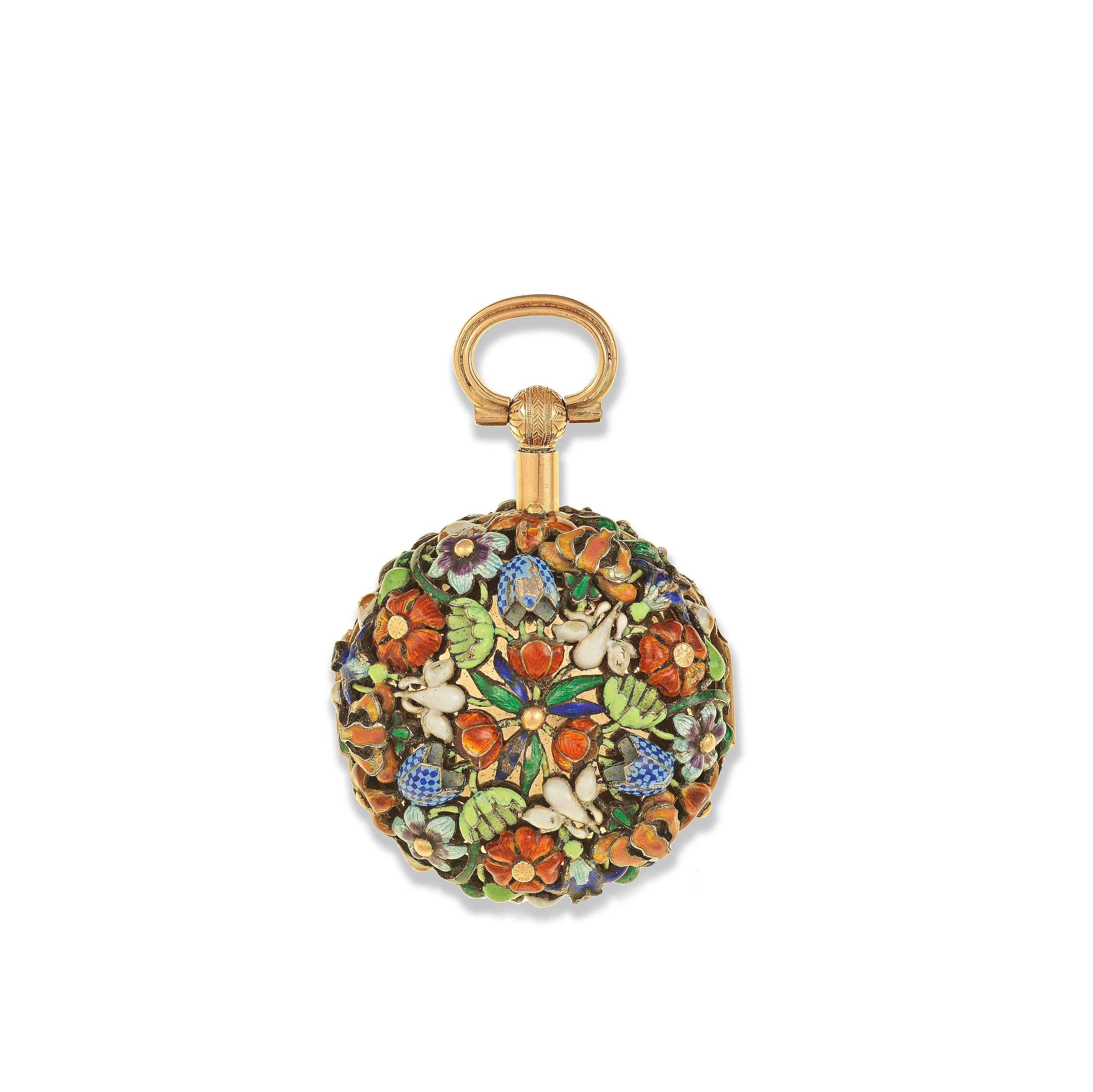 Charles Le Roy. A small very rare and unusual gold and polychrome enamel quarter repeating pocket watch Circa 1790 and earlier