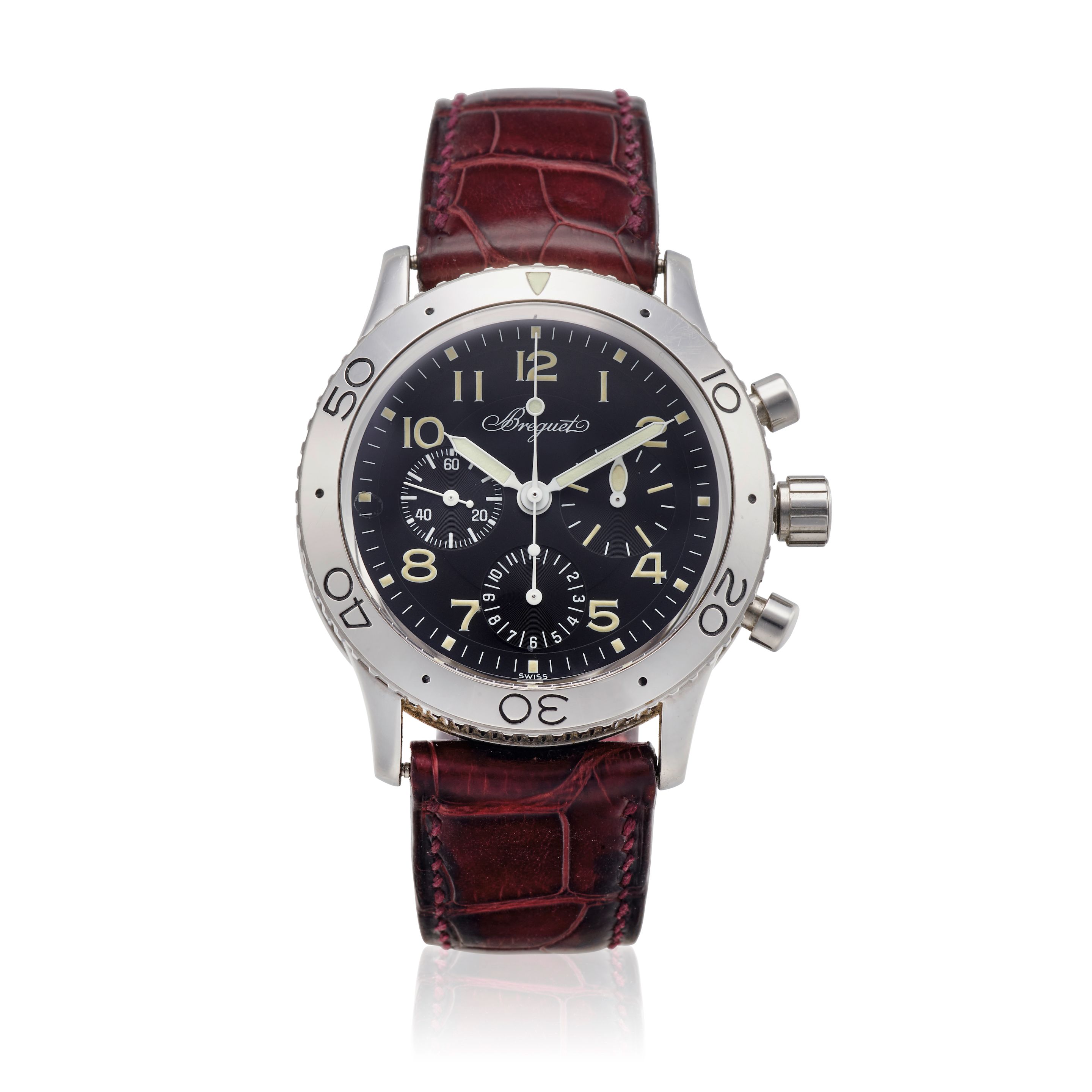 BREGUET. A STAINLESS STEEL AUTOMATIC CHRONOGRAPH WRISTWATCH Aeronavale Type XX, Ref: 3800, c.1990s