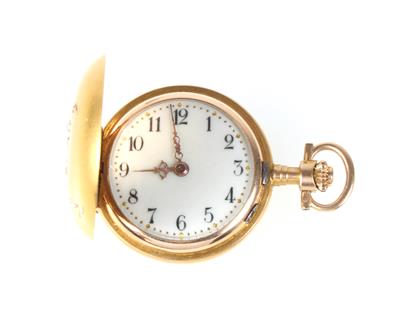 Damentaschenuhr mit Altschliffdiamanten zus. ca. 0,30 ct