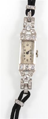 Altschliffdiamant Damenarmbanduhr zus. ca. 1,30 ct