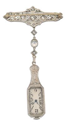 An old-cut diamond pendant watch with brooch element total weight ca.3 ct