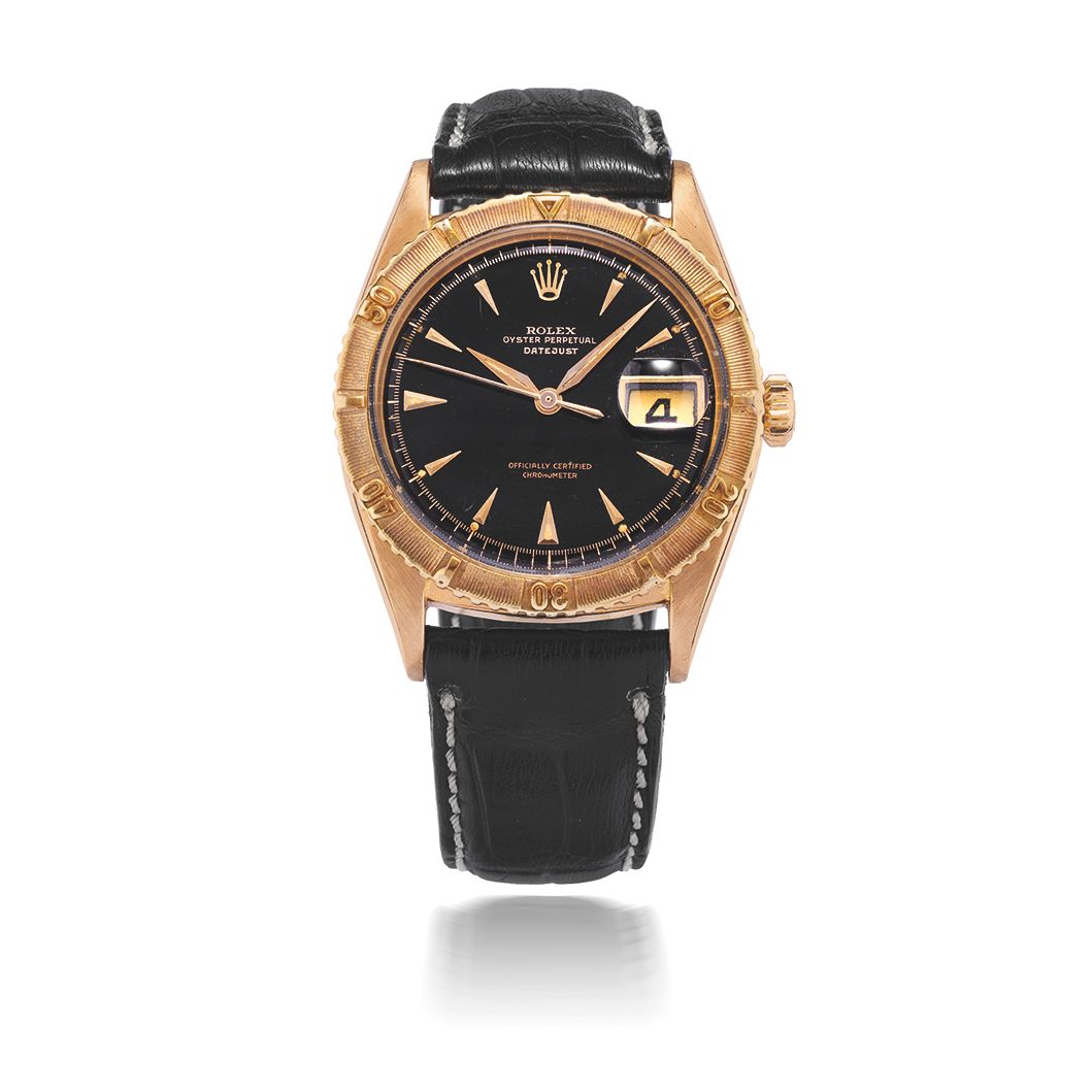 ROLEX. MONTRE BRACELET EN OR JAUNE 18K (750) AVEC DATE MOUVEMENT AUTOMATIQUE ROLEX. AN 18K GOLD AUTOMATIC CALENDAR WRISTWATCH Datejust, Ref: 6309, Circa 1954
