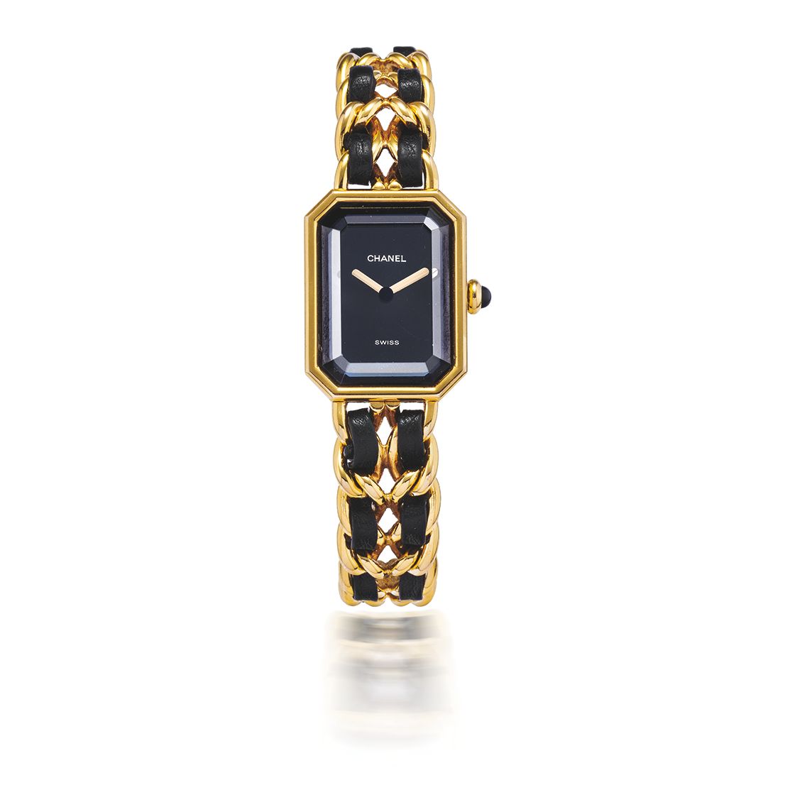 CHANEL. MONTRE BRACELET DE DAME RECTANGULAIRE EN PLAQUE OR MOUVEMENT QUARTZ CHANEL. A LADY'S GOLD PLATED QUARTZ RECTANGULAR BRACELET WATCH Première, Ref: H0001, Circa 1987