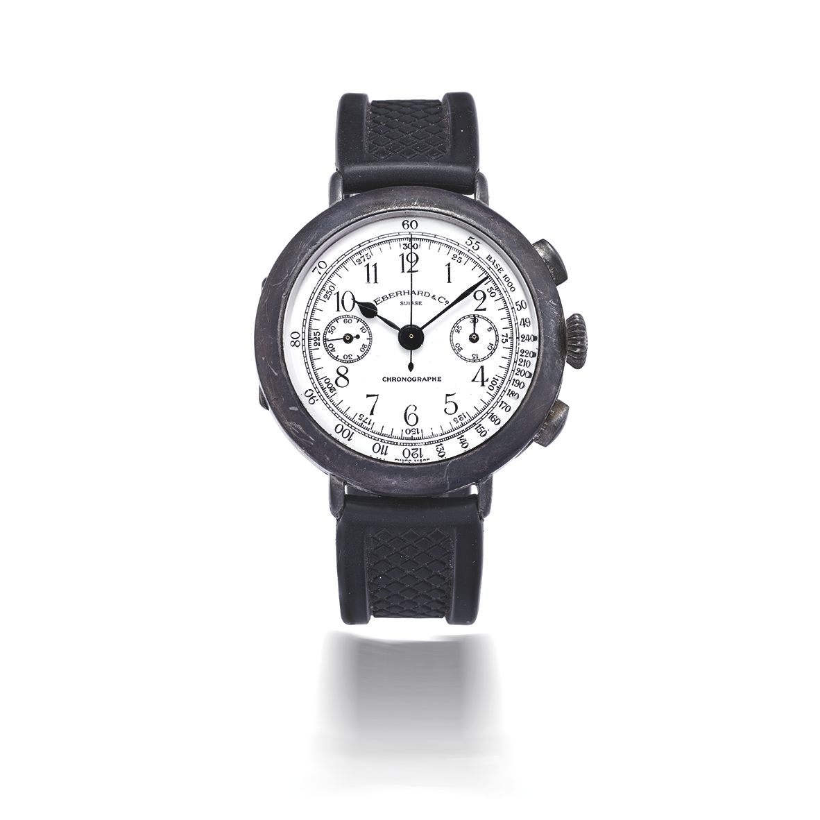 EBERHARD. CHRONOGRAPHE BRACELET EN ARGENT MOUVEMENT MECANIQUE EBERHARD. A SILVER MANUAL WIND CHRONOGRAPH WRISTWATCH Chronographe, Ref: 31008/960, Circa 1985