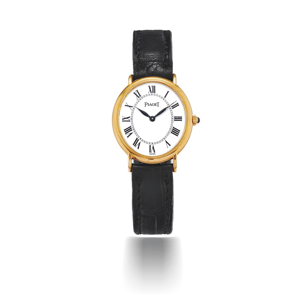 PIAGET. MONTRE BRACELET DE DAME EN OR JAUNE 18K (750) DE FORME OVALE MOUVEMENT MECANIQUE PIAGET. A LADY'S 18K GOLD MANUAL WIND OVAL WRISTWATCH Ovale, ...