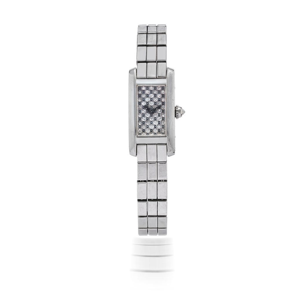 CARTIER. MONTRE BRACELET DE DAME EN OR JAUNE 18K (750) SERTIE DE DIAMANTS MOUVEMENT QUARTZ CARTIER. A LADY'S 18K WHITE GOLD QUARTZ BRACELET WATCH WITH ...