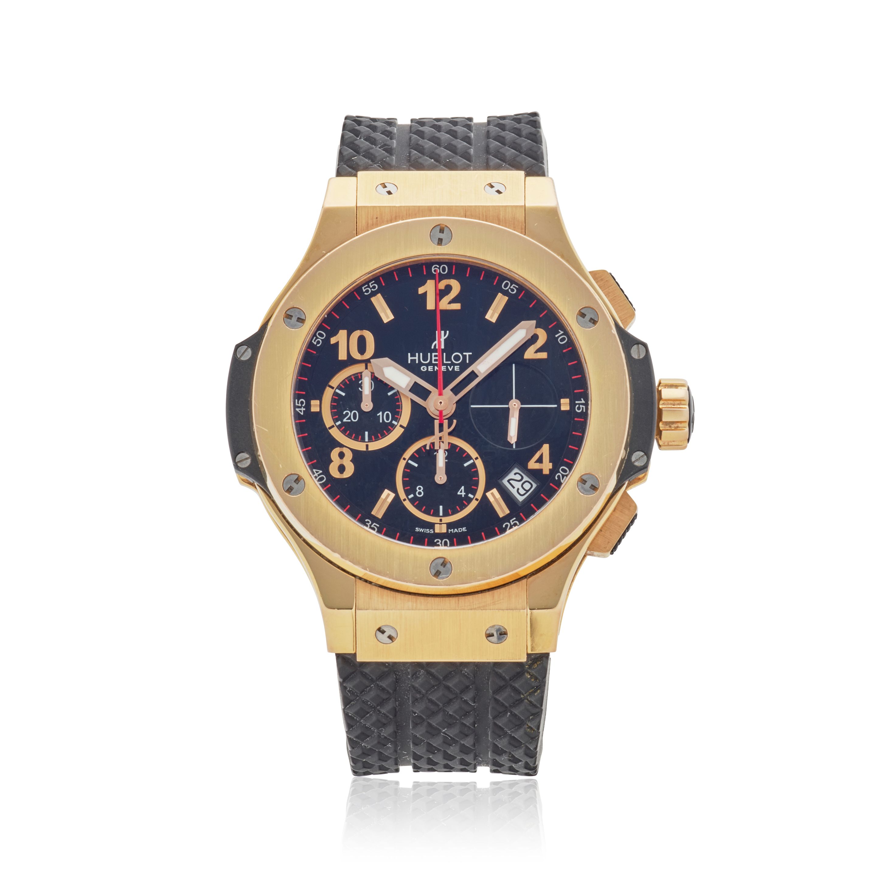 HUBLOT. AN 18K GOLD AUTOMATIC CALENDAR WRISTWATCH WITH CHRONOGRAPH Big Bang, Ref: 341 PX 130 RX, Purchased 2nd August, 2011