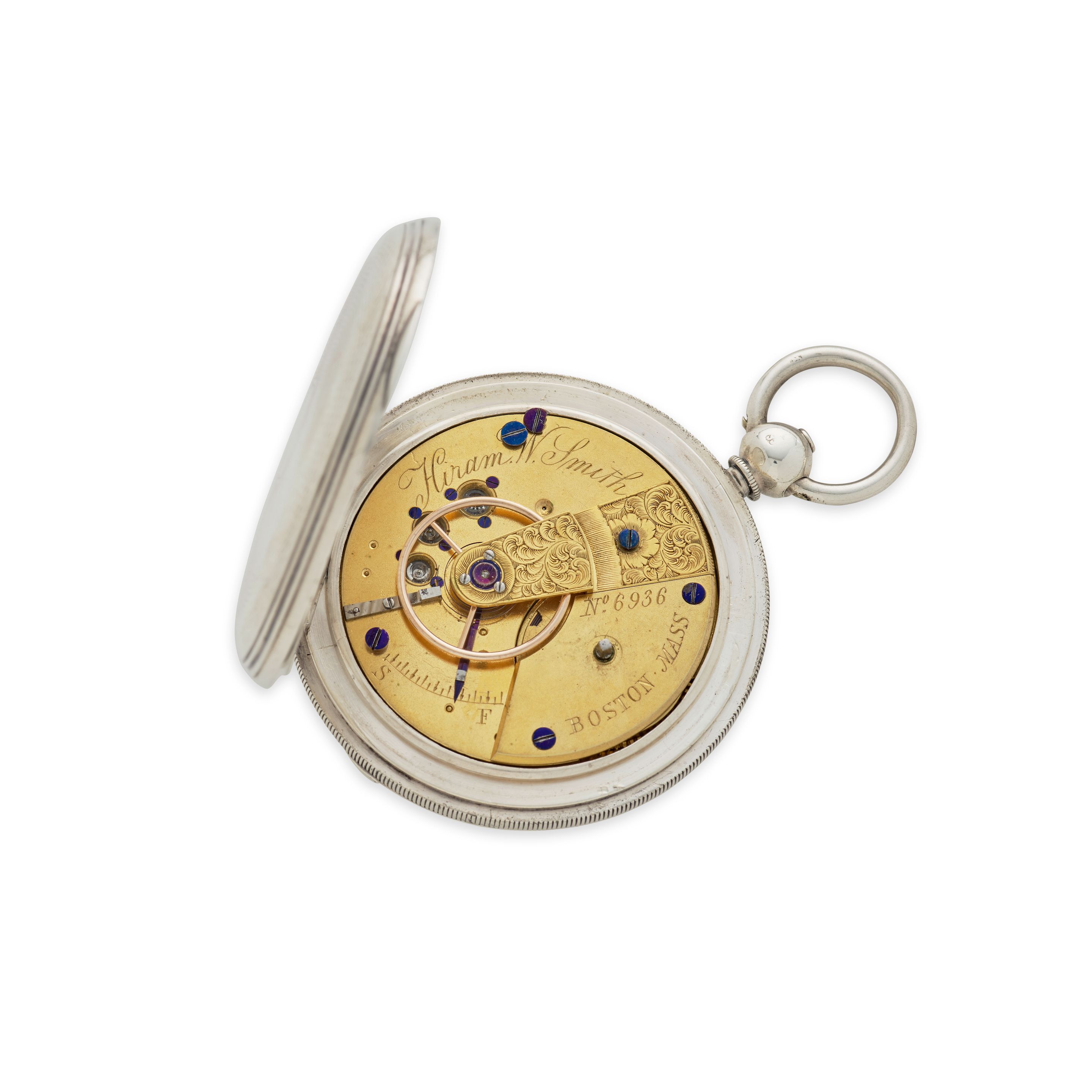 HIRAM W. SMITH, BOSTON. A RARE SILVER HUNTER CASED WATCH RELATED TO THE WALTHAM M 1857Case with hallmark for Chester, 1859