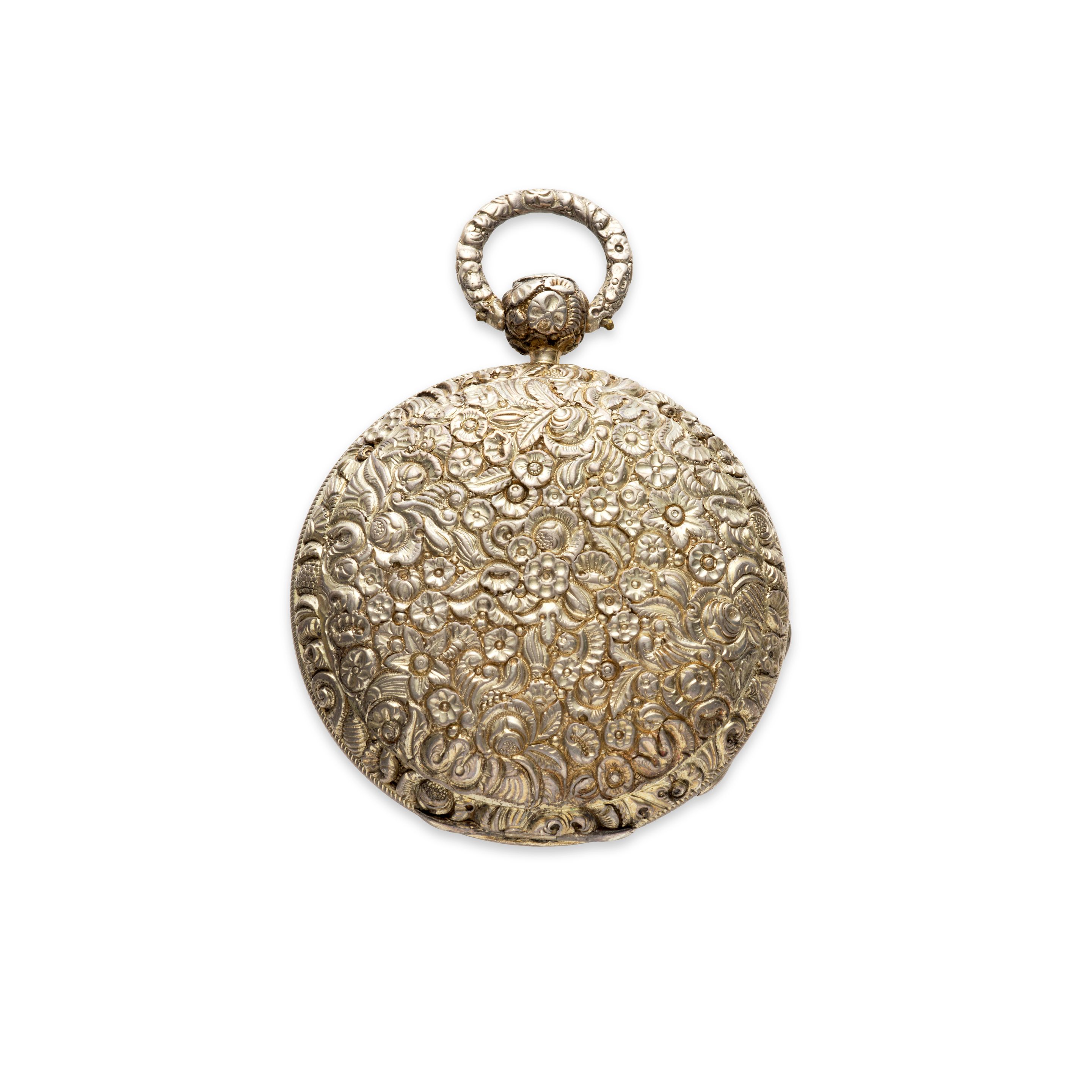 JOHN SALTER, STRAND, LONDON. AN UNUSUAL REPOUSSÉ SILVER GILT HUNTER CASED VERGE WATCHCirca 1810