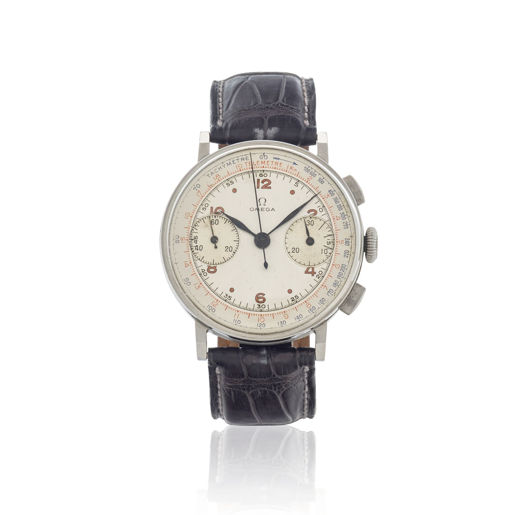 OMEGA. A RARE STAINLESS STEEL CHRONOGRAPH WRISTWATCHRef: Cal. 33.3, c.1944