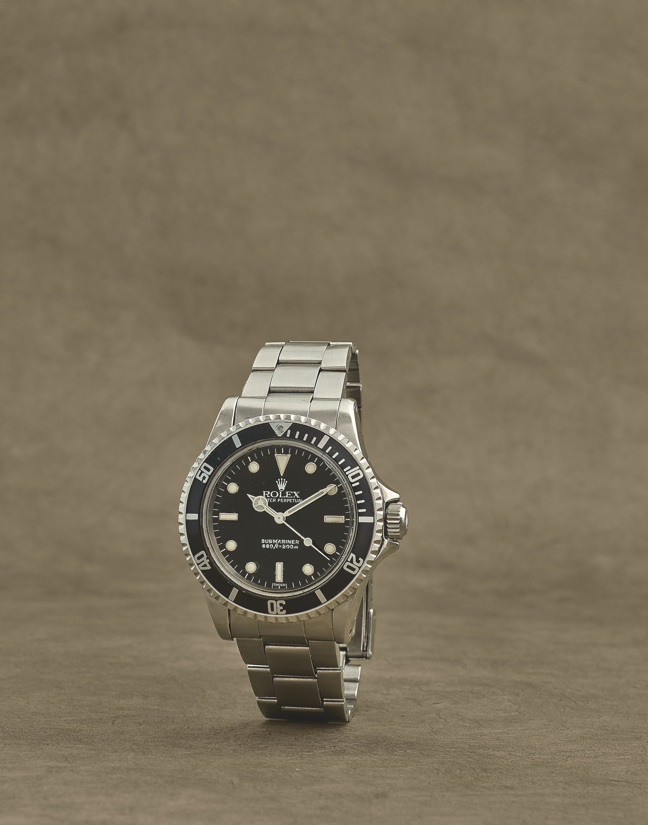 Rolex. Montre bracelet en acier mouvement automatique Rolex. A stainless steel automatic bracelet watch Submariner, Ref: 5513, Circa 1970