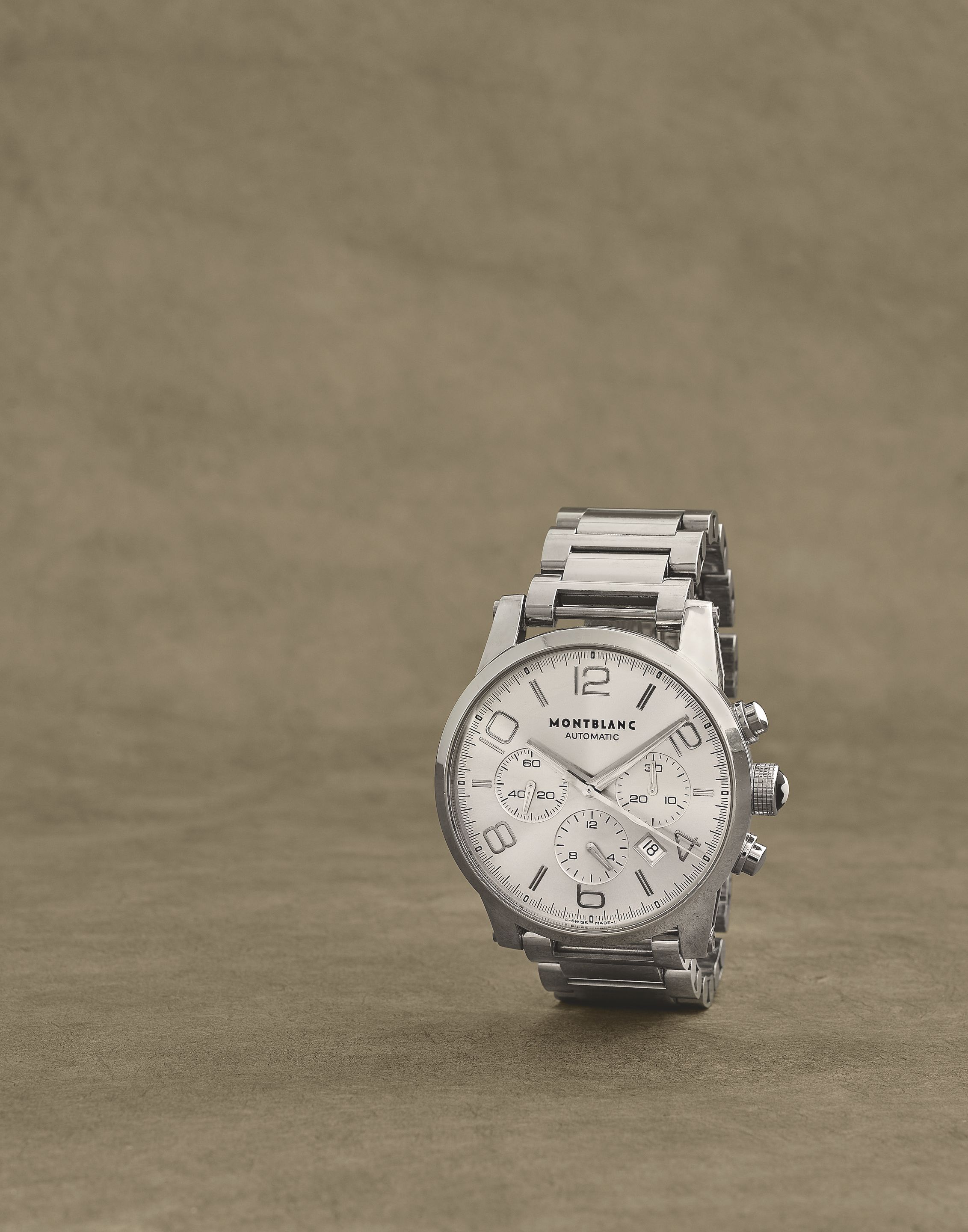 Montblanc. Chronographe bracelet en acier avec date mouvement automatique Montblanc. A stainless steel automatic calendar chronograph bracelet watch Timewalker, Ref: 7069, Circa 2010