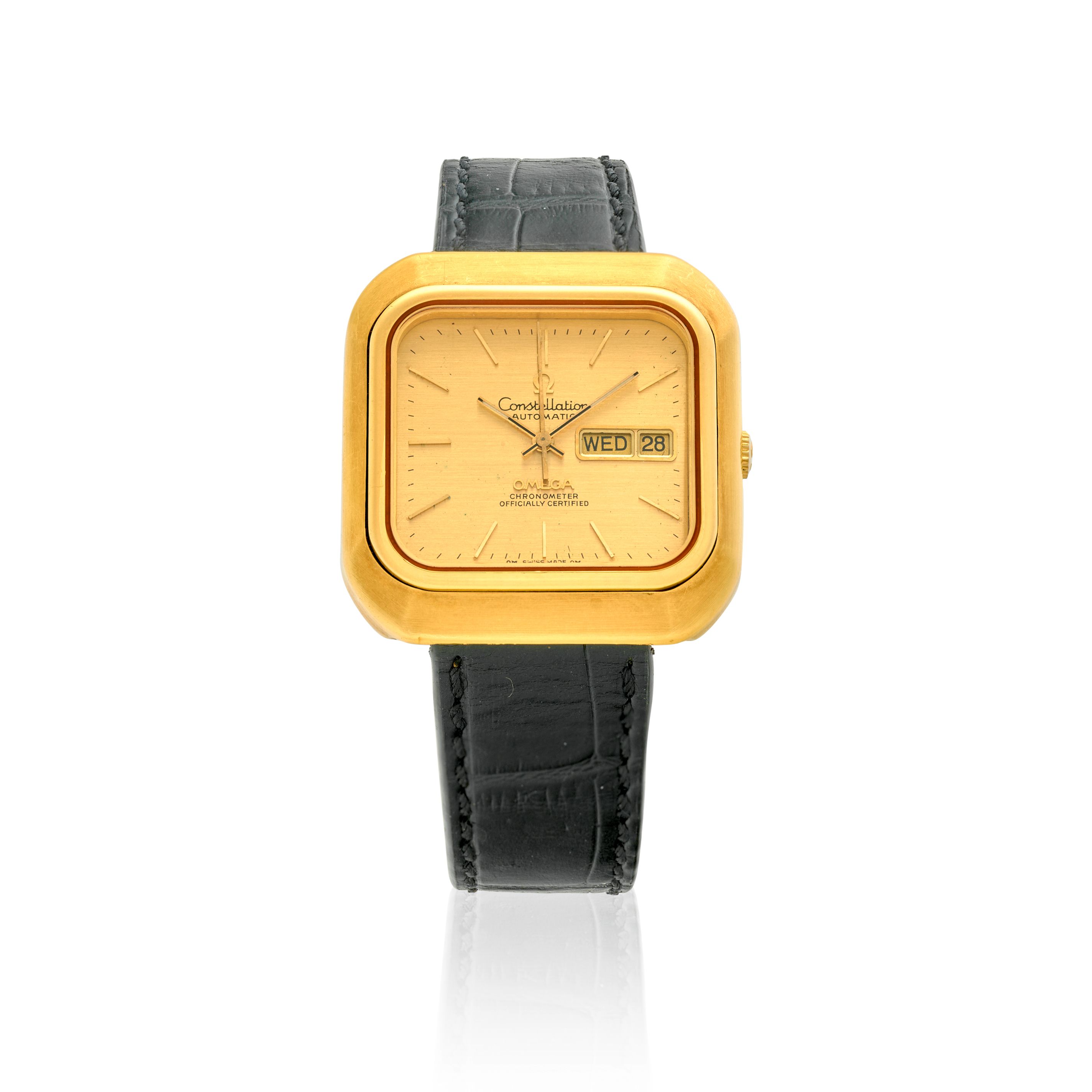 OMEGA. A RARE 18K GOLD AUTOMATIC CALENDAR WRISTWATCH Constellation, Ref: 168.0063 / 368.0858, c.1970s