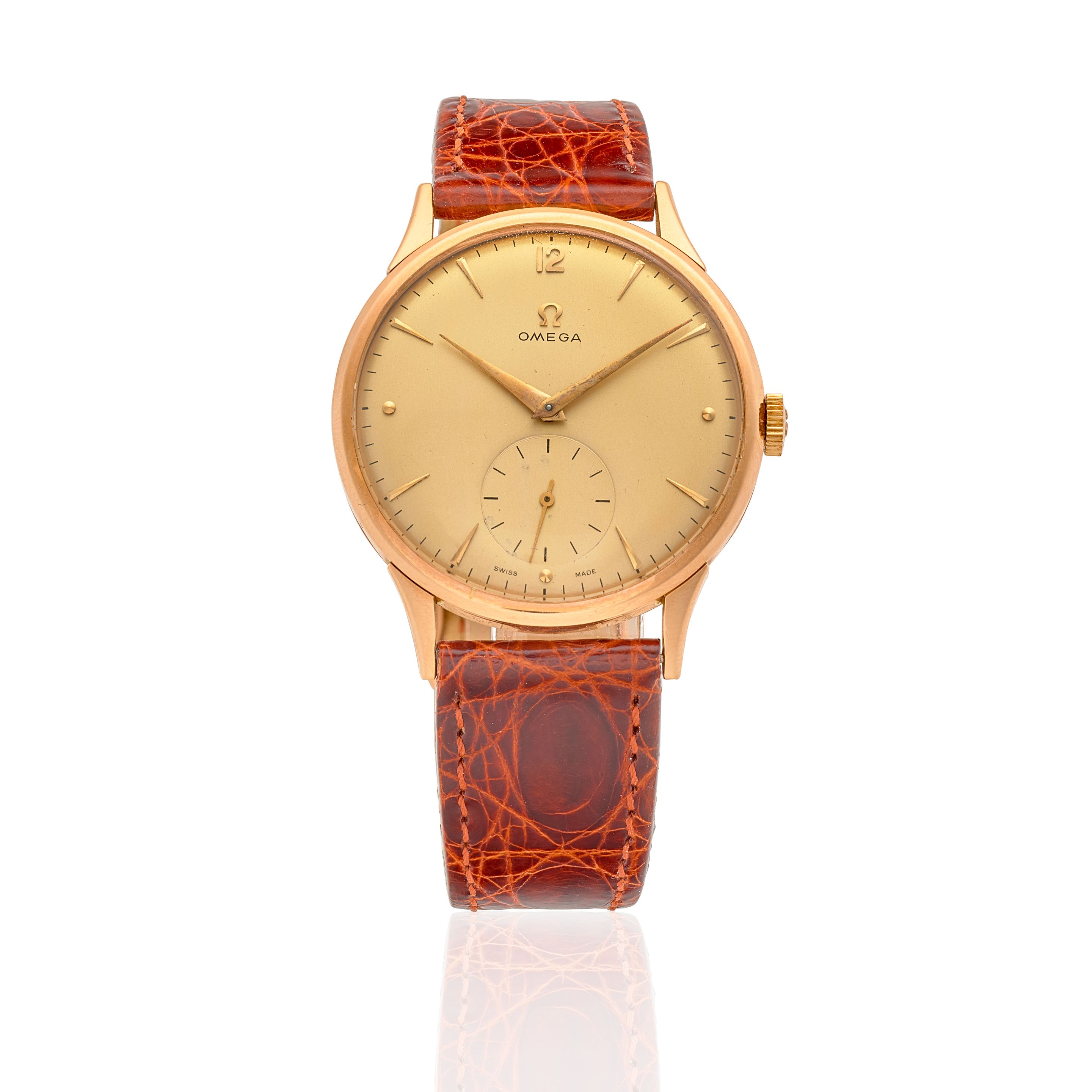 OMEGA. A "JUMBO" 18K ROSE GOLD MANUAL WIND WRISTWATCHc.1950s