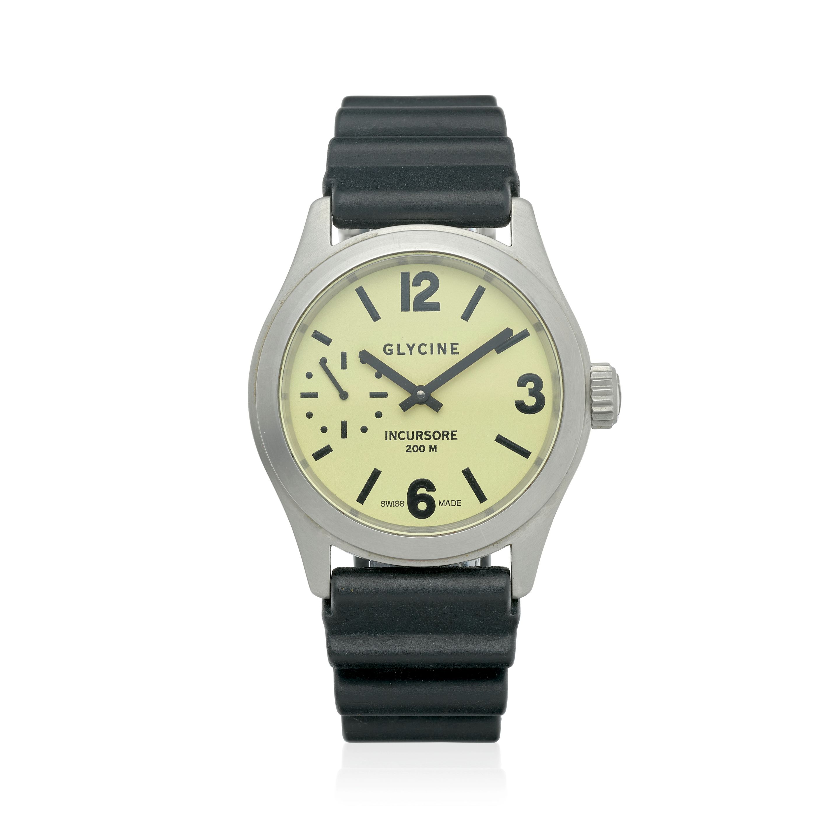 GLYCINE. A LARGE STAINLESS STEEL AUTOMATIC WRISTWATCH Incursore, Ref: 3804, c.2000s