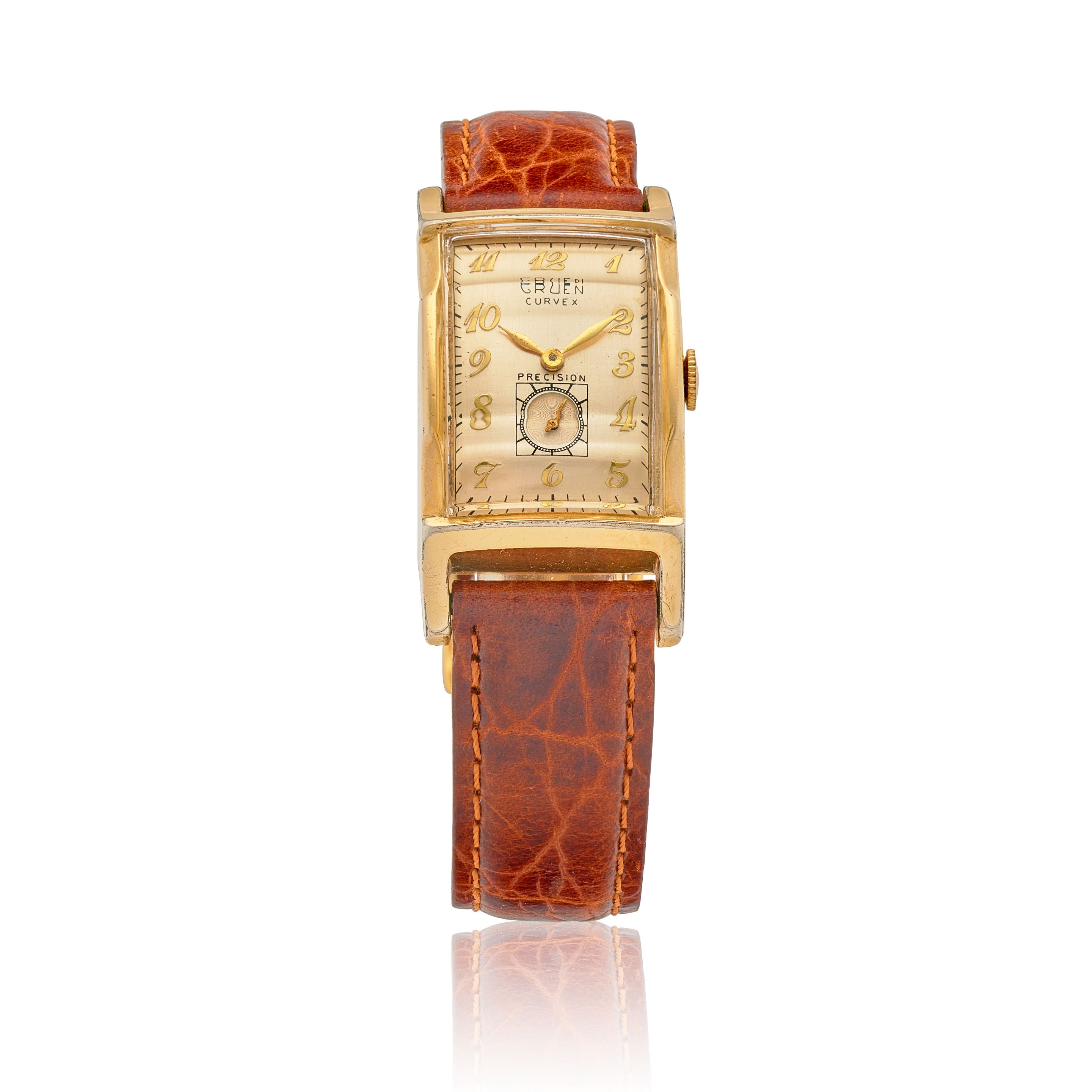 GRUEN. A 10K GOLD FILLED MANUAL WIND WRISTWATCH Curvex, Ref: 370 650, c.1950s