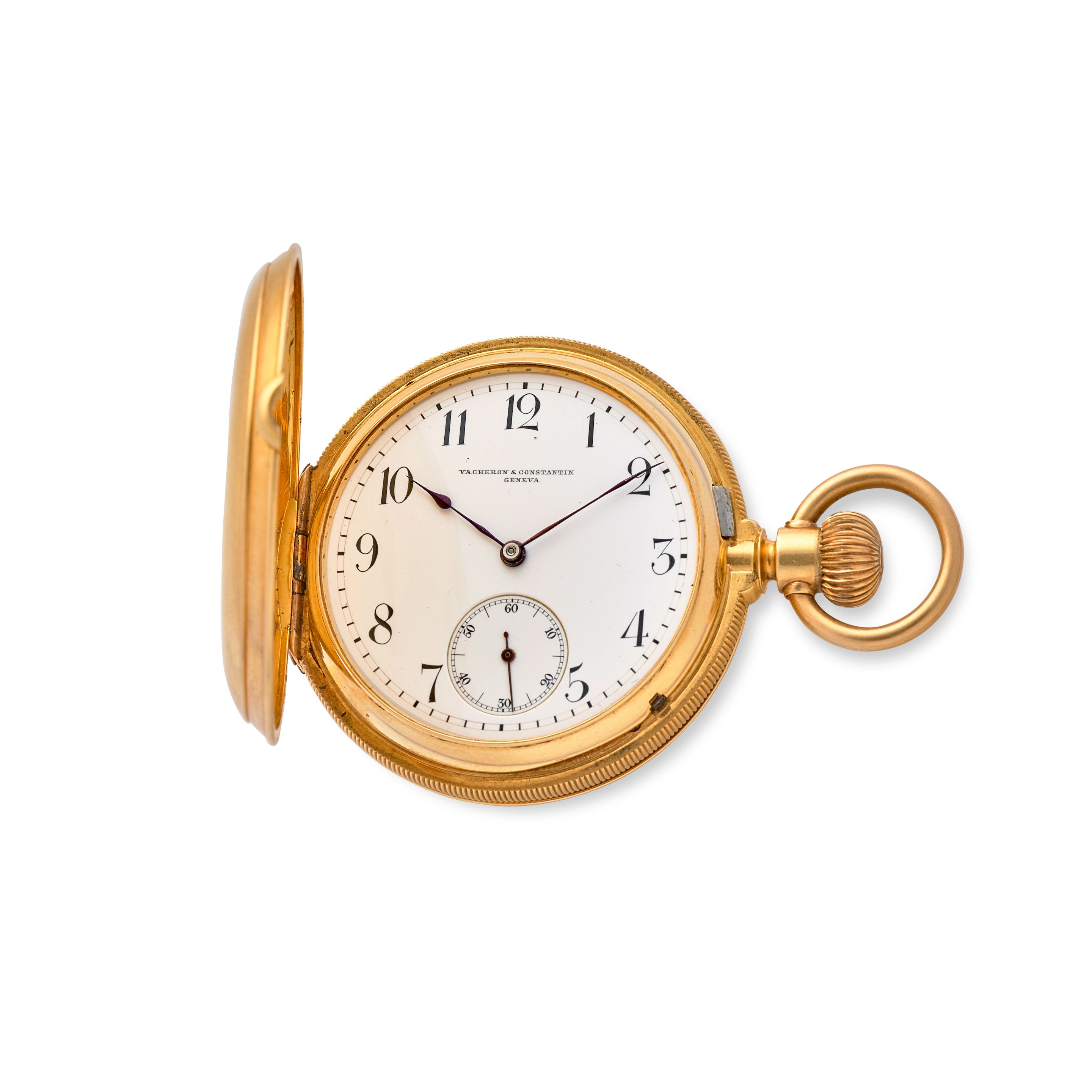 VACHERON & CONSTANTIN. AN 18K GOLD HUNTER CASED LEVER WATCH AND A 14K GOLD ALBERT WATCH CHAINCirca 1900