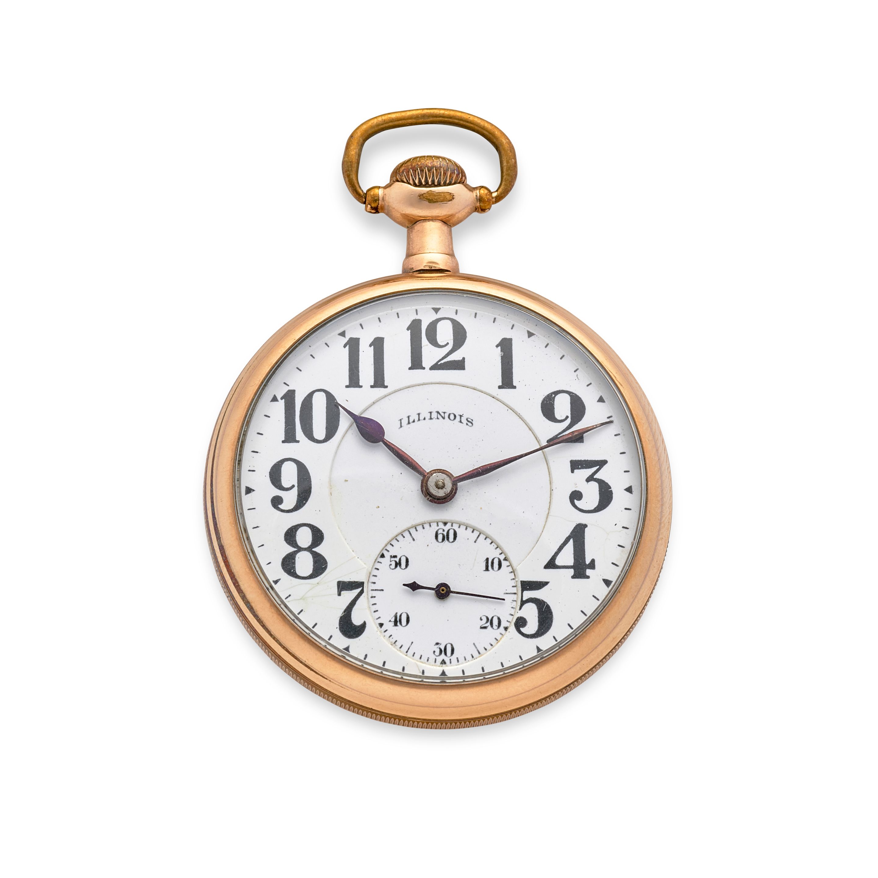 ILLINOIS WATCH CO. A 21-JEWEL BUNN SPECIAL RAILROAD WATCH WITH LOCOMOTIVE ENGRAVED ON THE CASE BACKCirca 1920