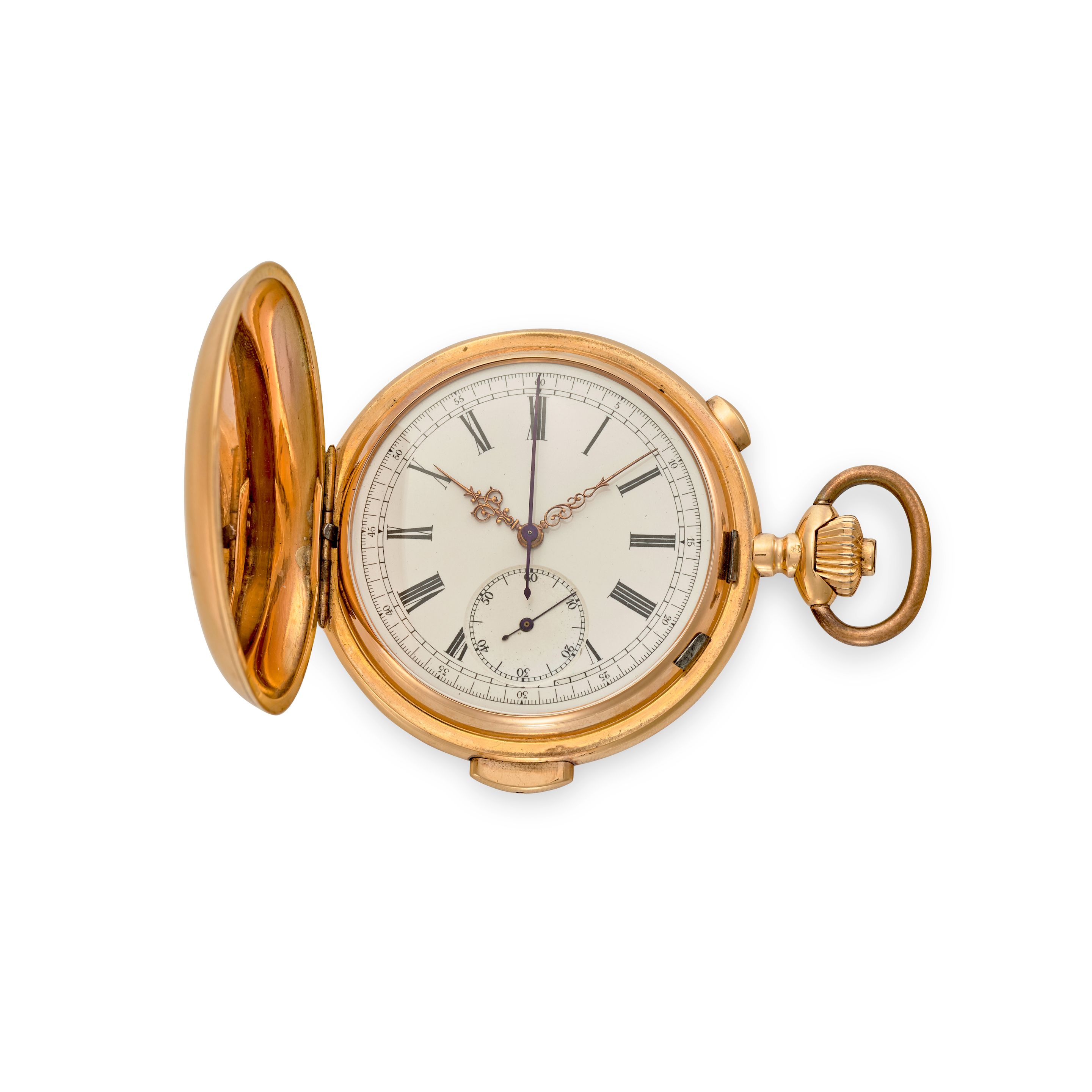 TEMPORA. AN 18K GOLD HUNTER CASED MINUTE REPEATING CHRONOGRAPHCirca 1900