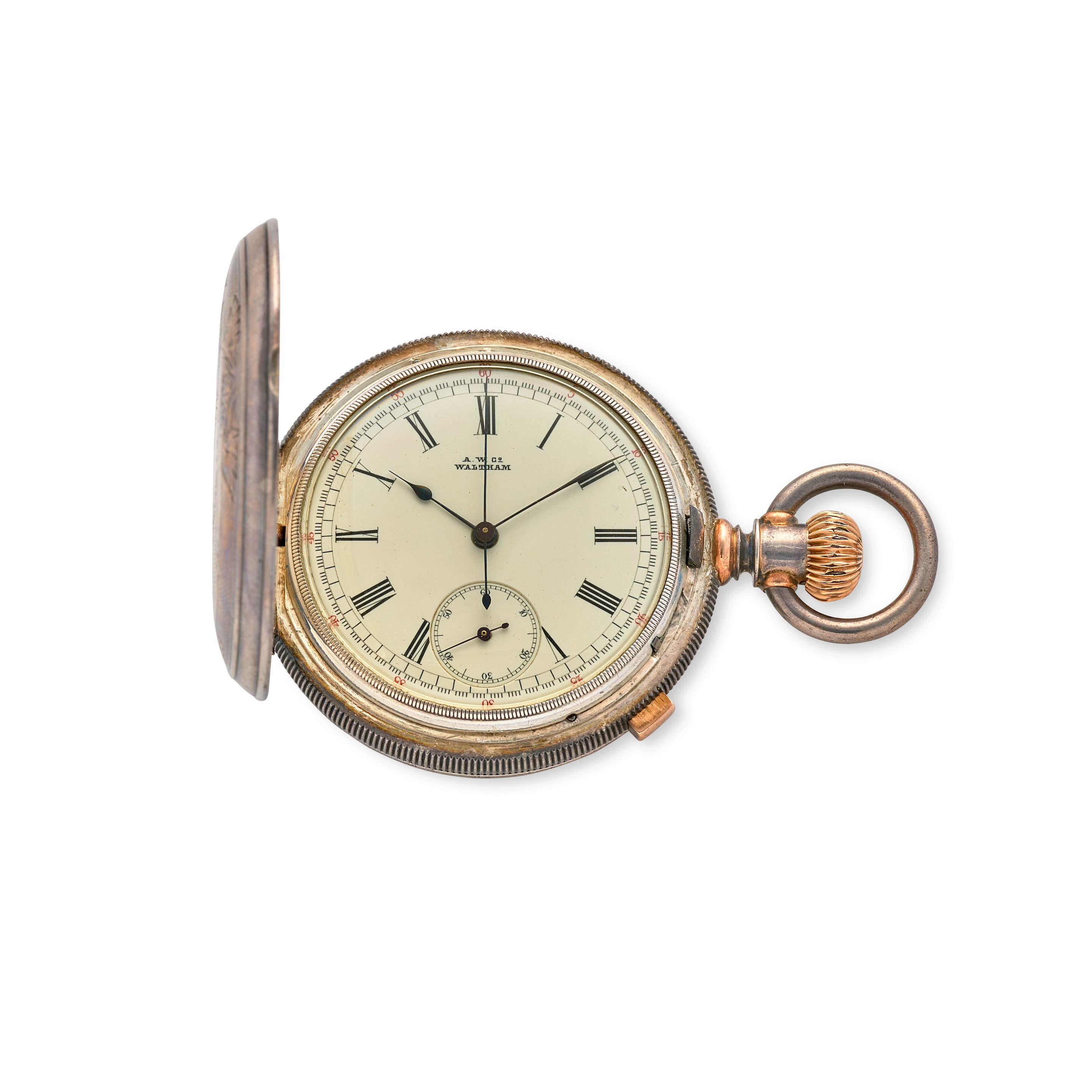 WALTHAM. A SILVER HUNTER CASED CHRONOGRAPHCirca 1885